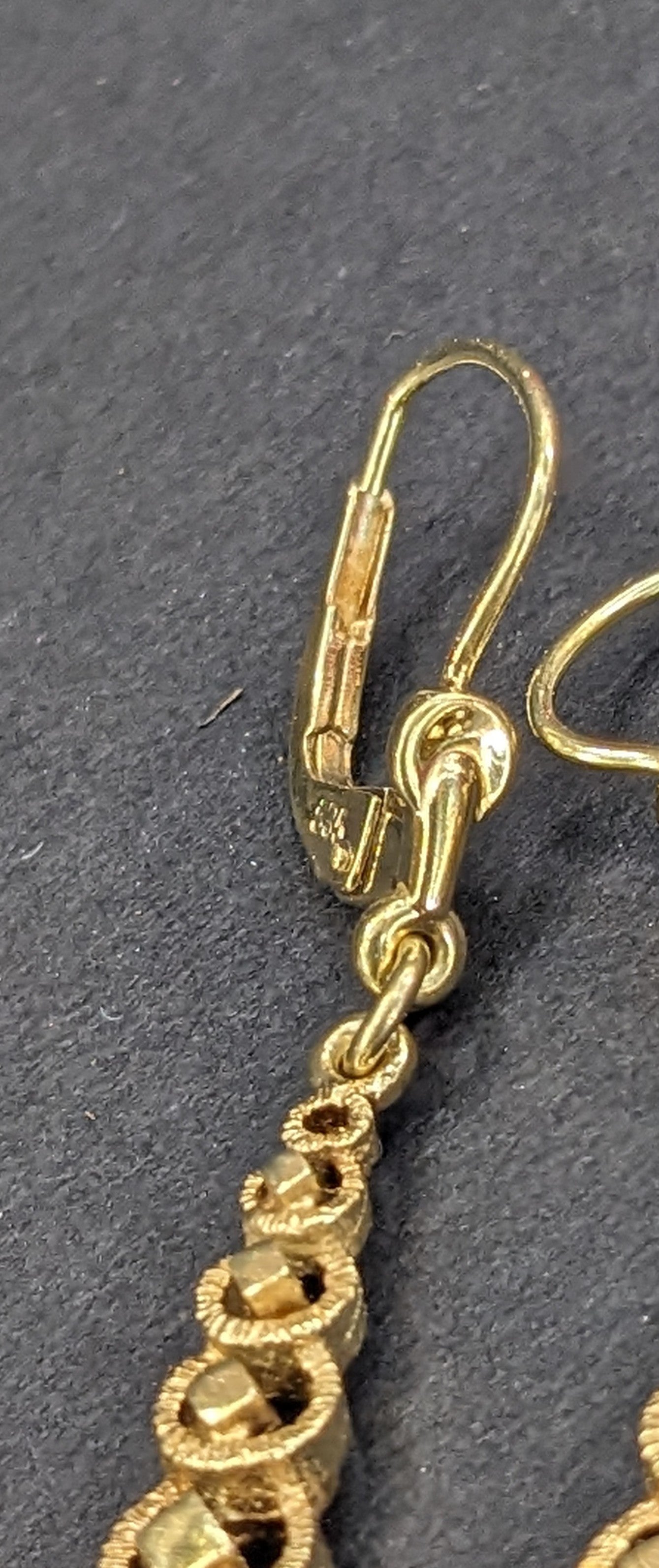 14k German dangle leverback earrings