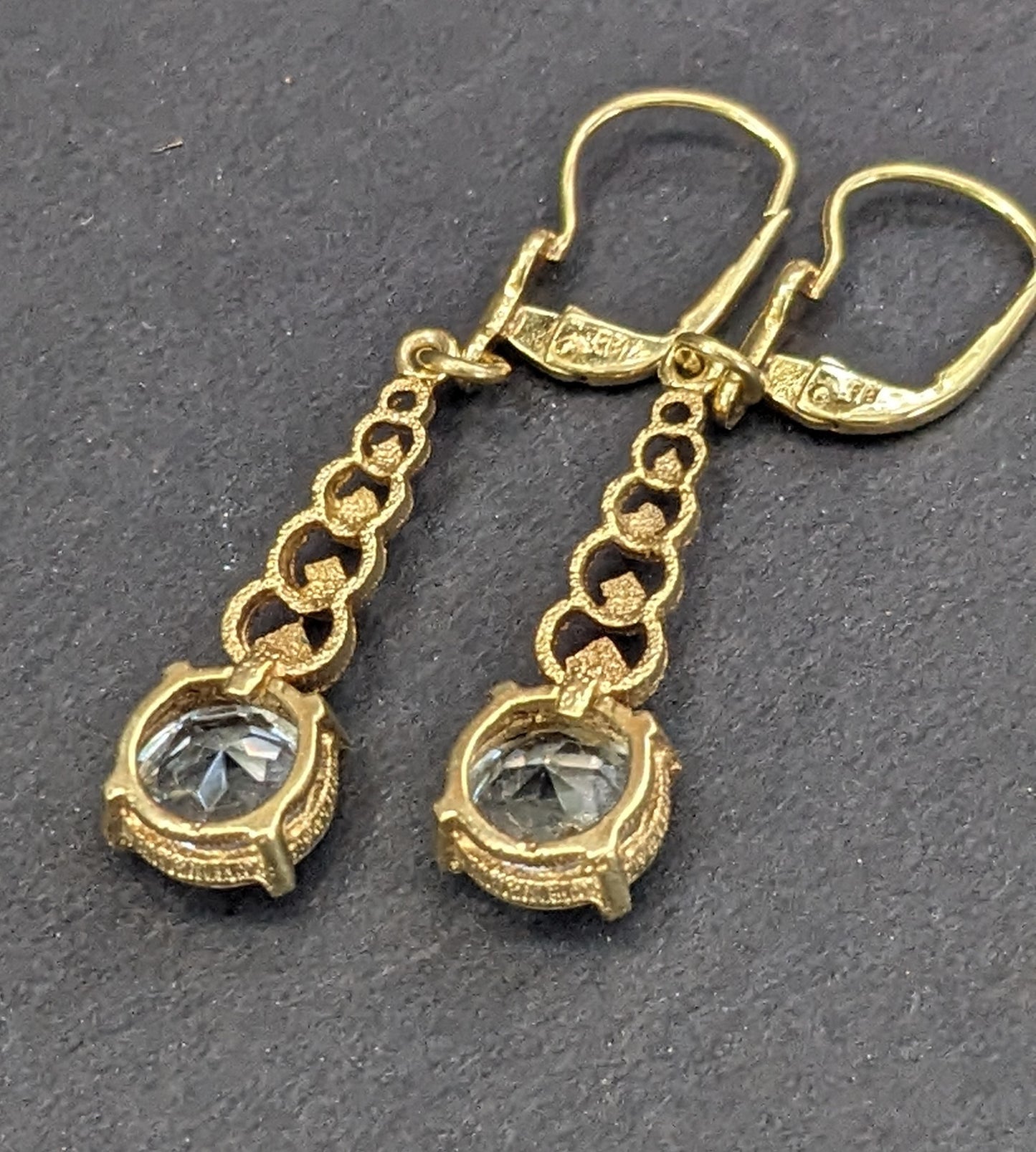 14k German dangle leverback earrings