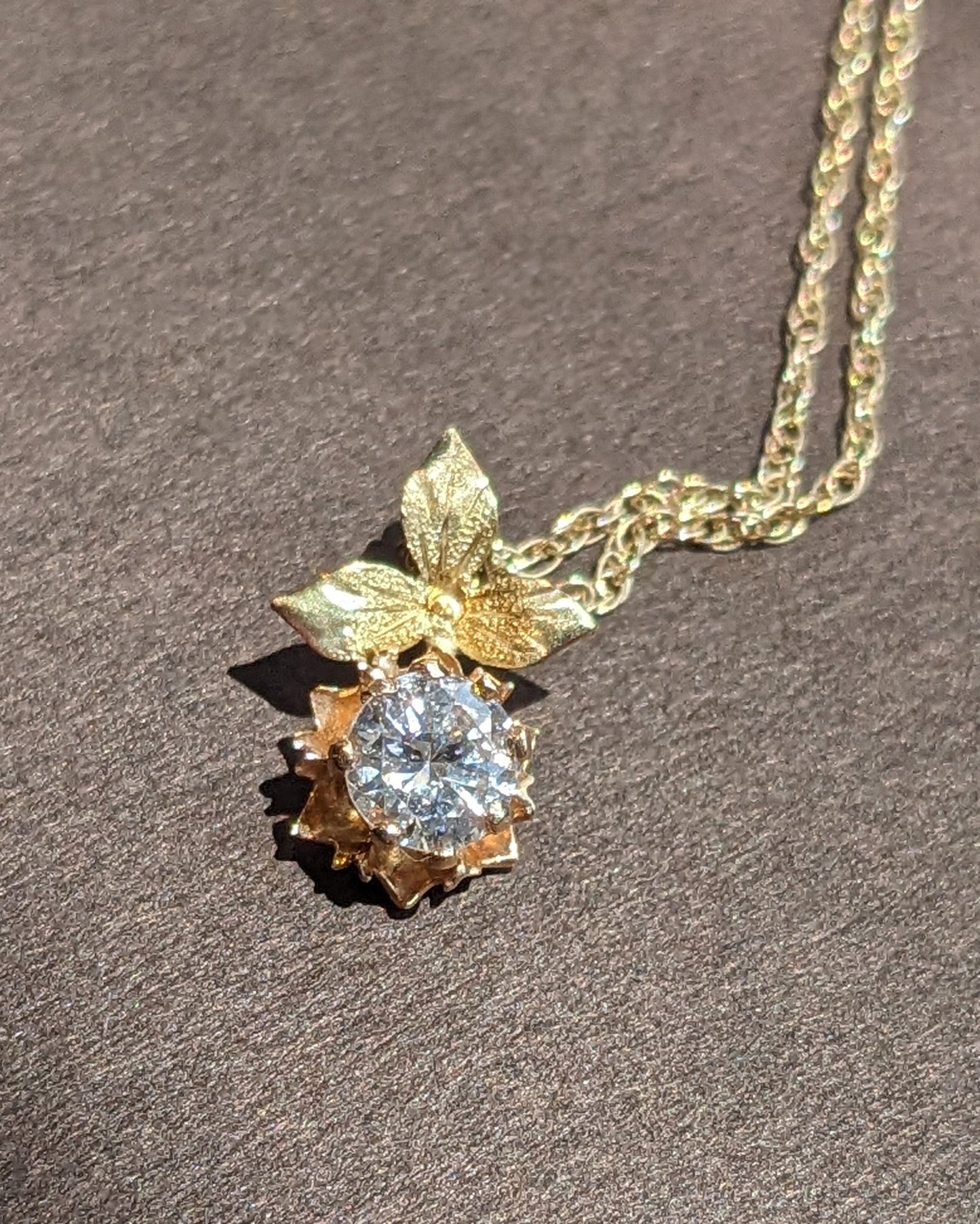 Stunning Old European cut diamond solitaire necklace