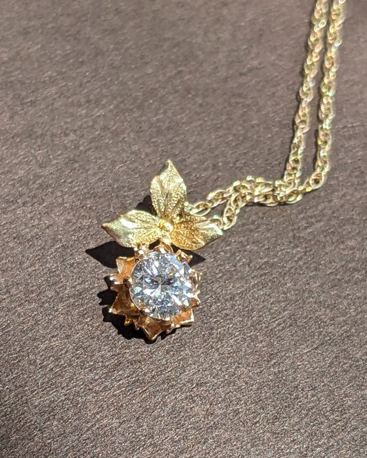 Stunning Old European cut diamond solitaire necklace