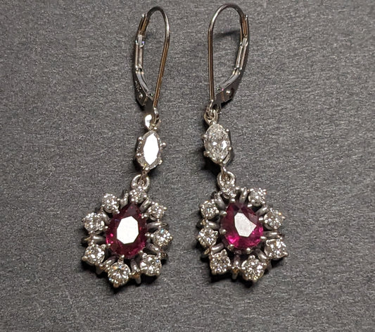 Ruby and diamond halo earrings