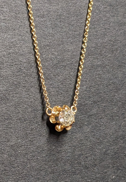 14k tulip set OEC diamond necklace