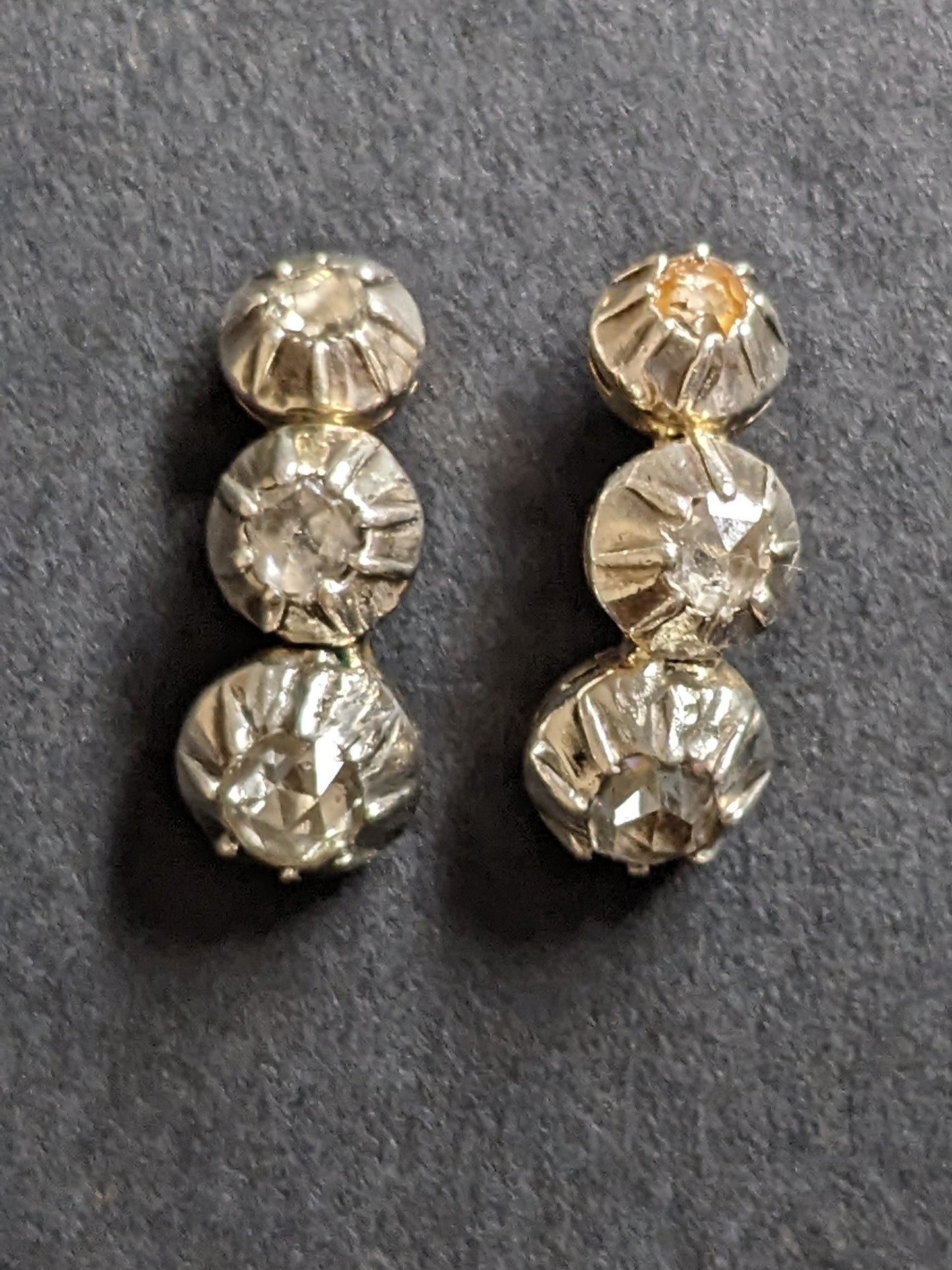 Rose cut diamond graduated earrings