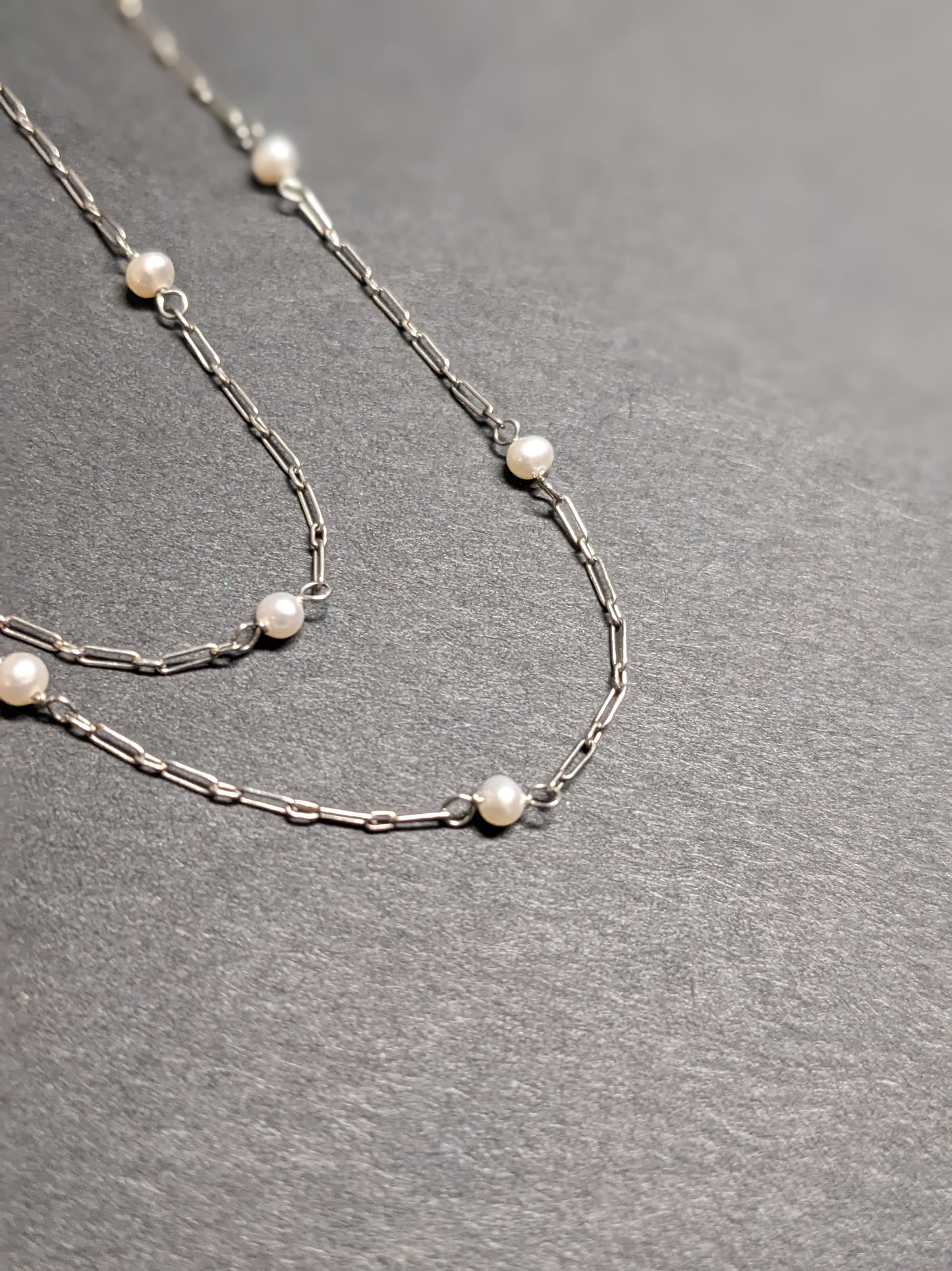 Platinum Art Deco Necklace with Natural Pearls