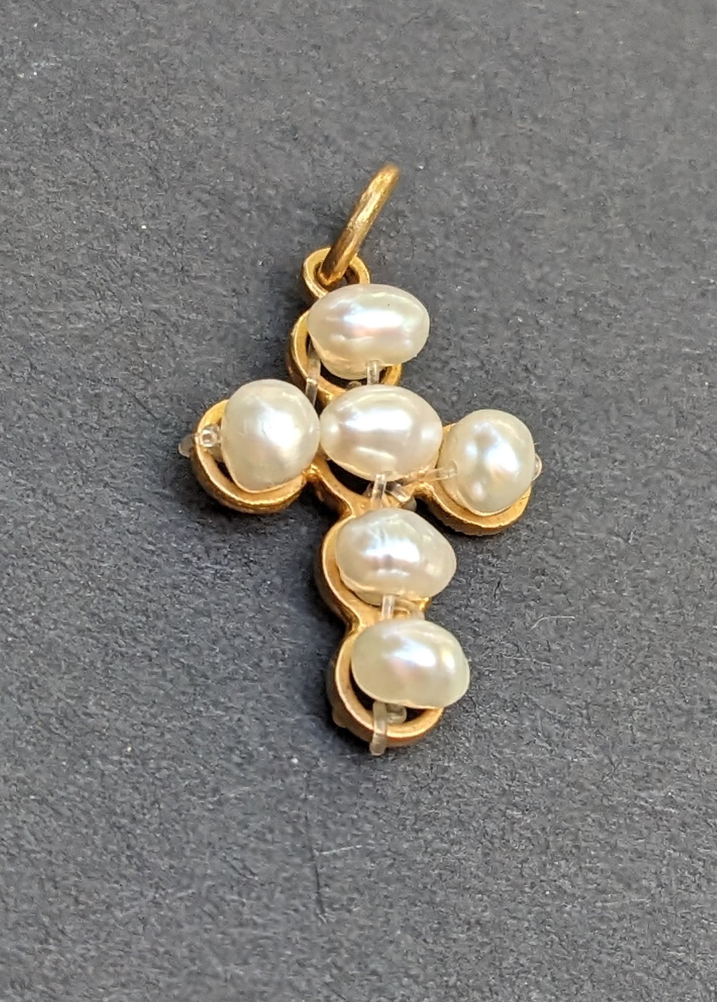 10k Gold and natural Pearl Cross Pendant