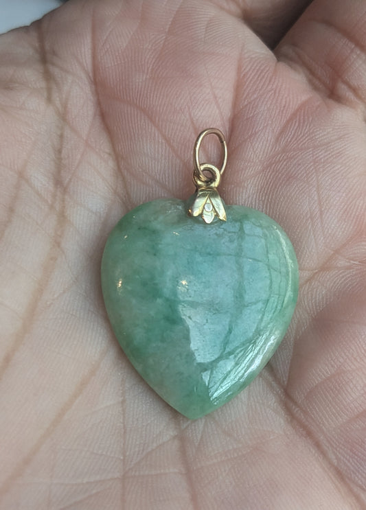 14k Jade Heart Pendant