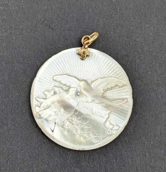 Mother of Pearl Doves in Flight Pendant