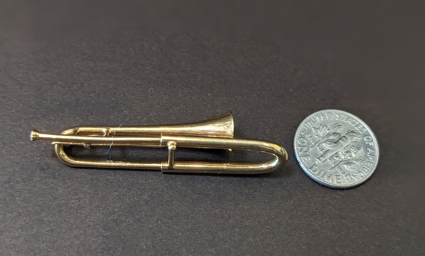 14Kt Vintage Trombone Brooch