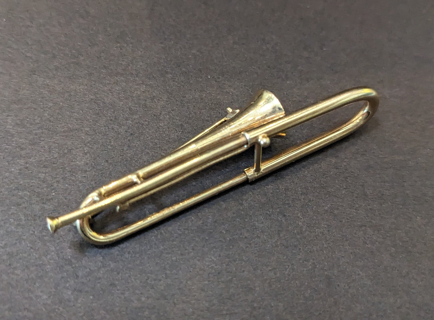 14Kt Vintage Trombone Brooch