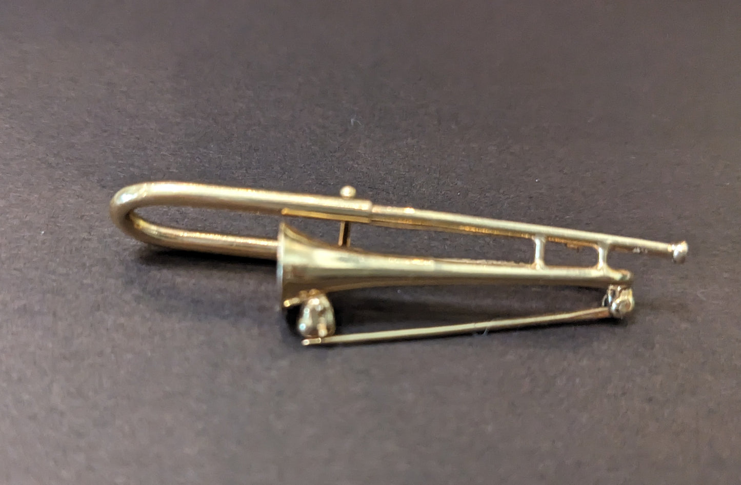 14Kt Vintage Trombone Brooch