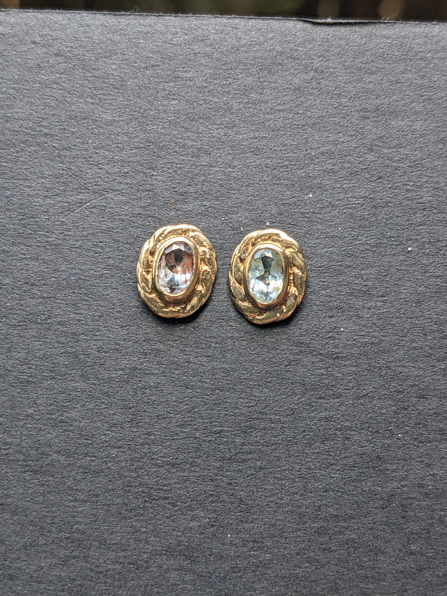 Blue and pink topaz and Gold Earrings