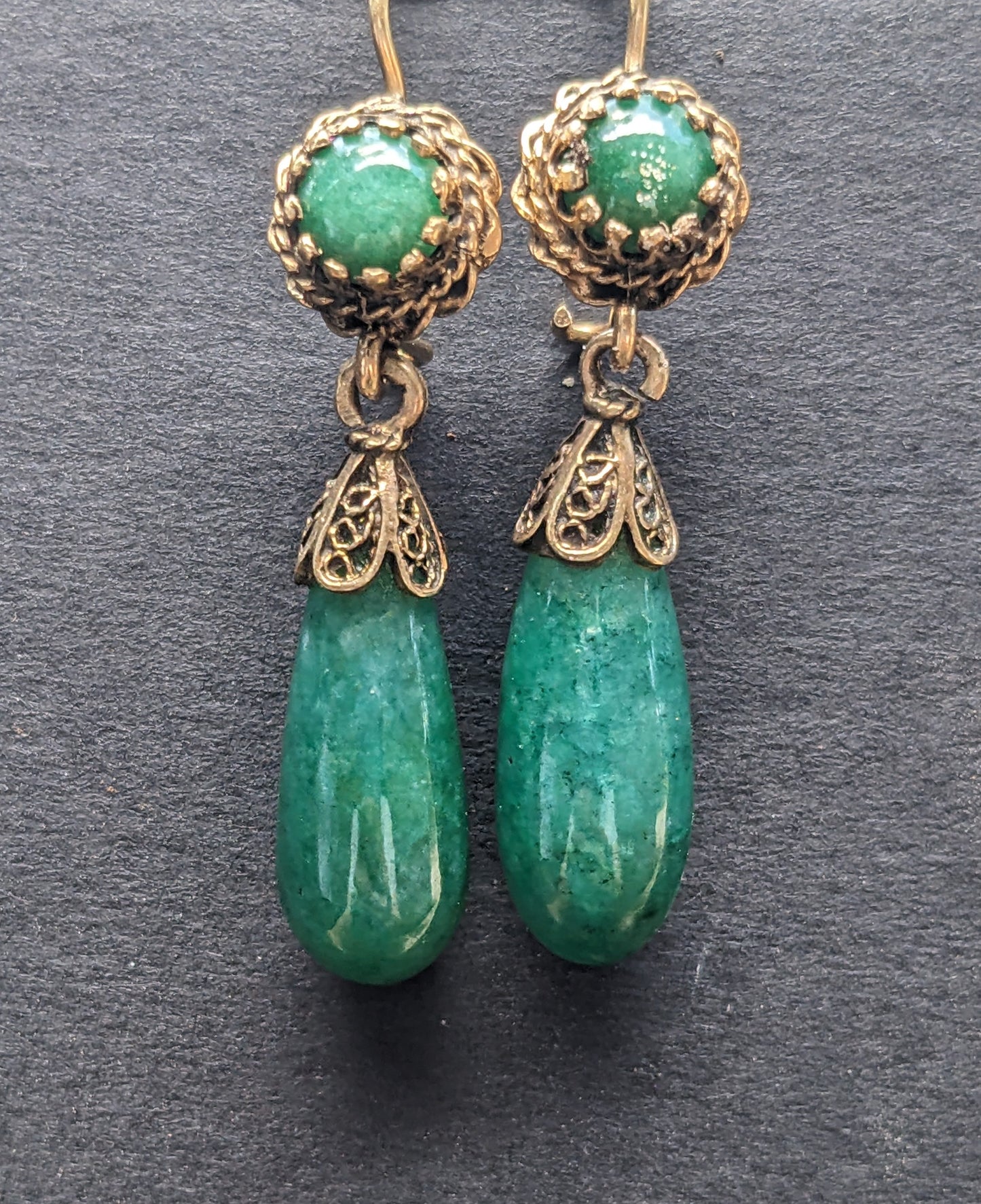 Chalcedony Tear Drop Earrings on original wires