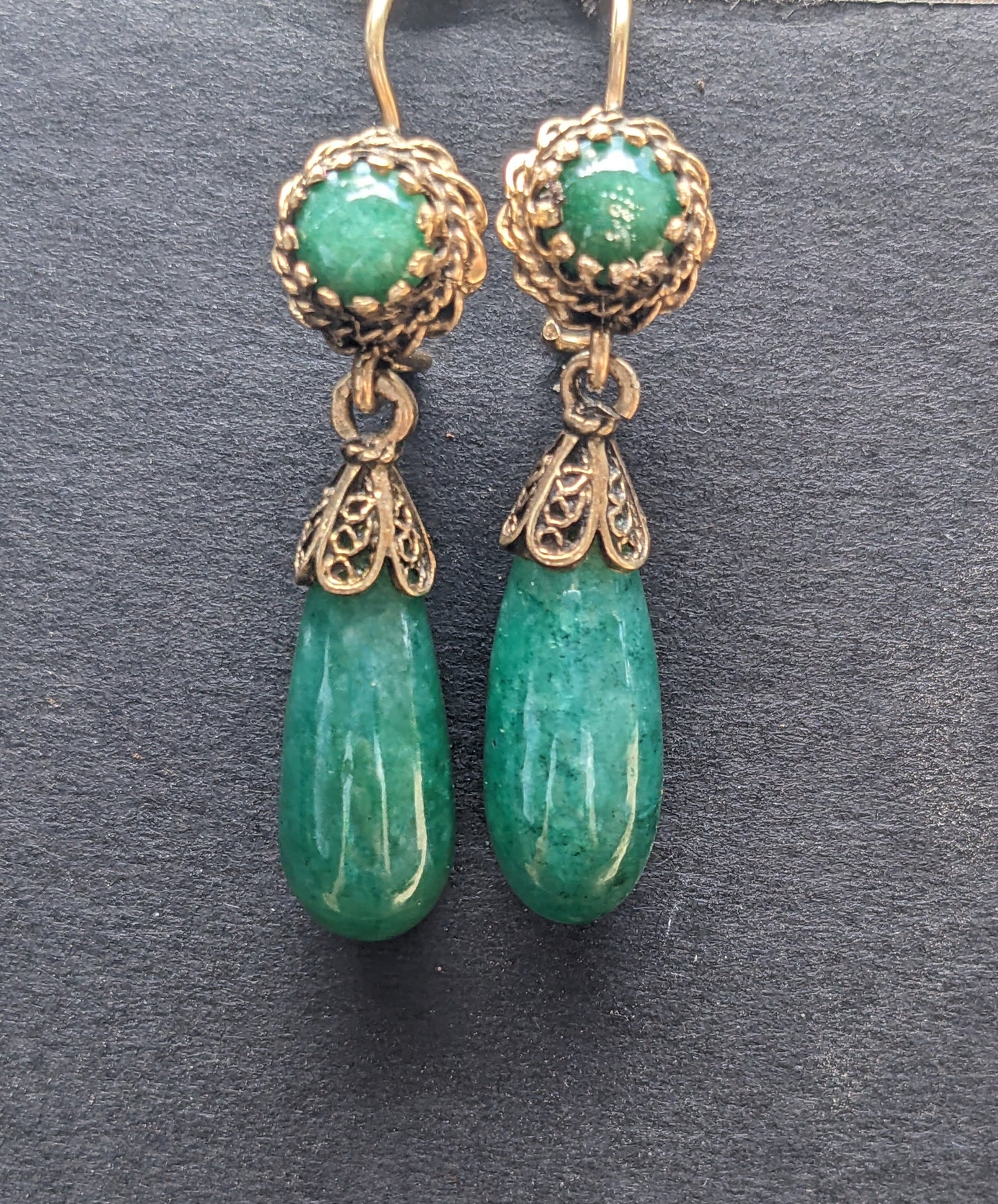 Chalcedony Tear Drop Earrings on original wires