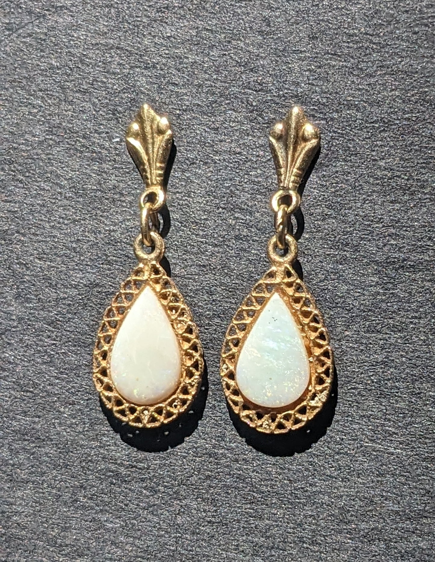 Opal wirework 14kdrop earrings