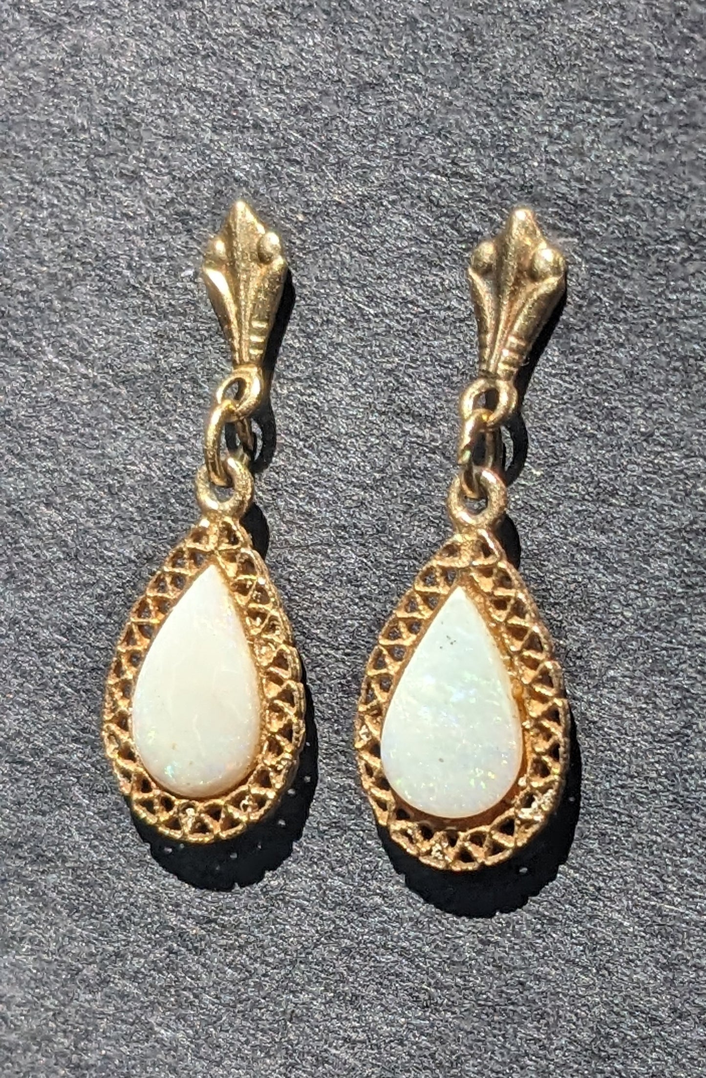 Opal wirework 14kdrop earrings