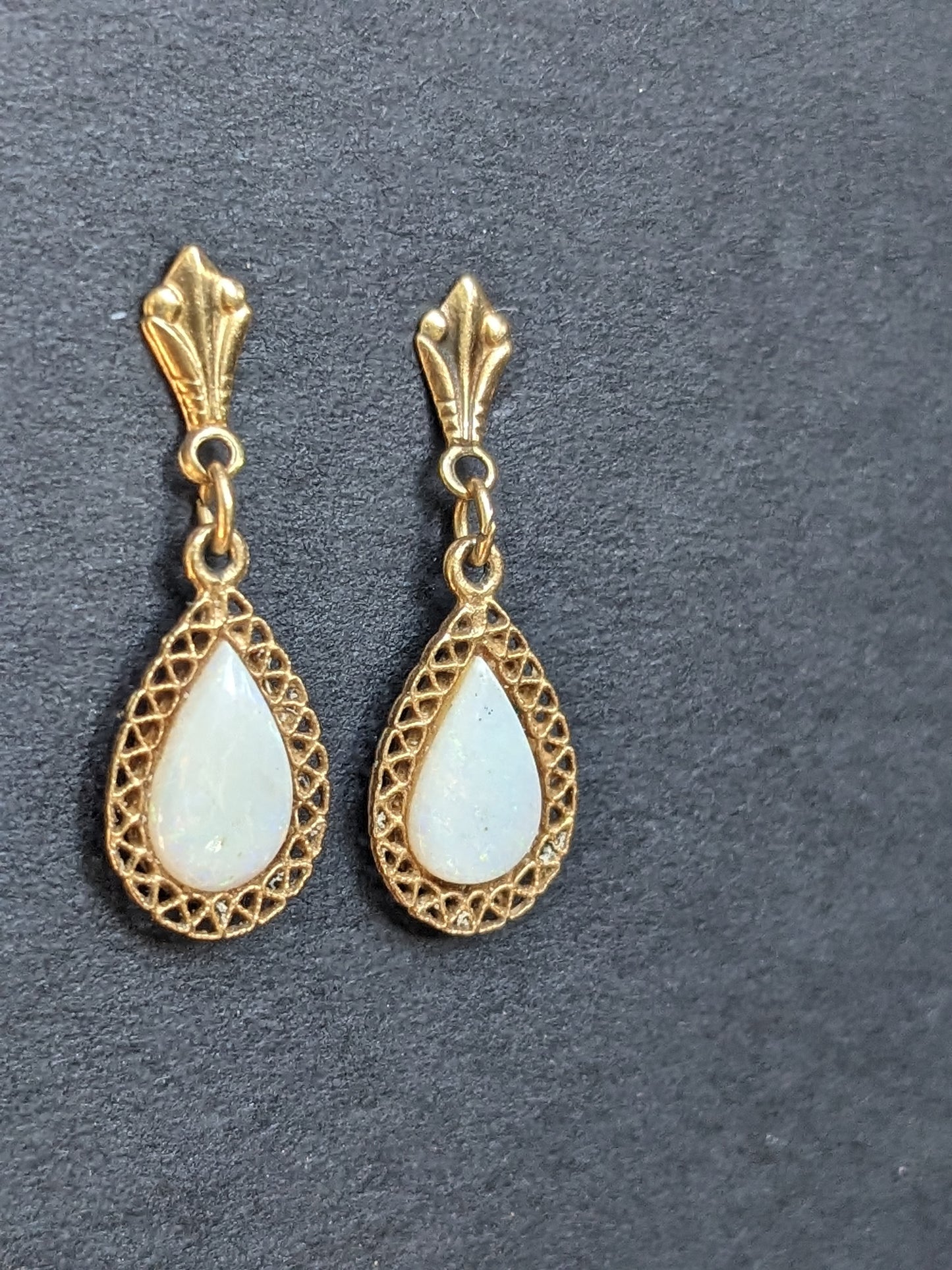 Opal wirework 14kdrop earrings