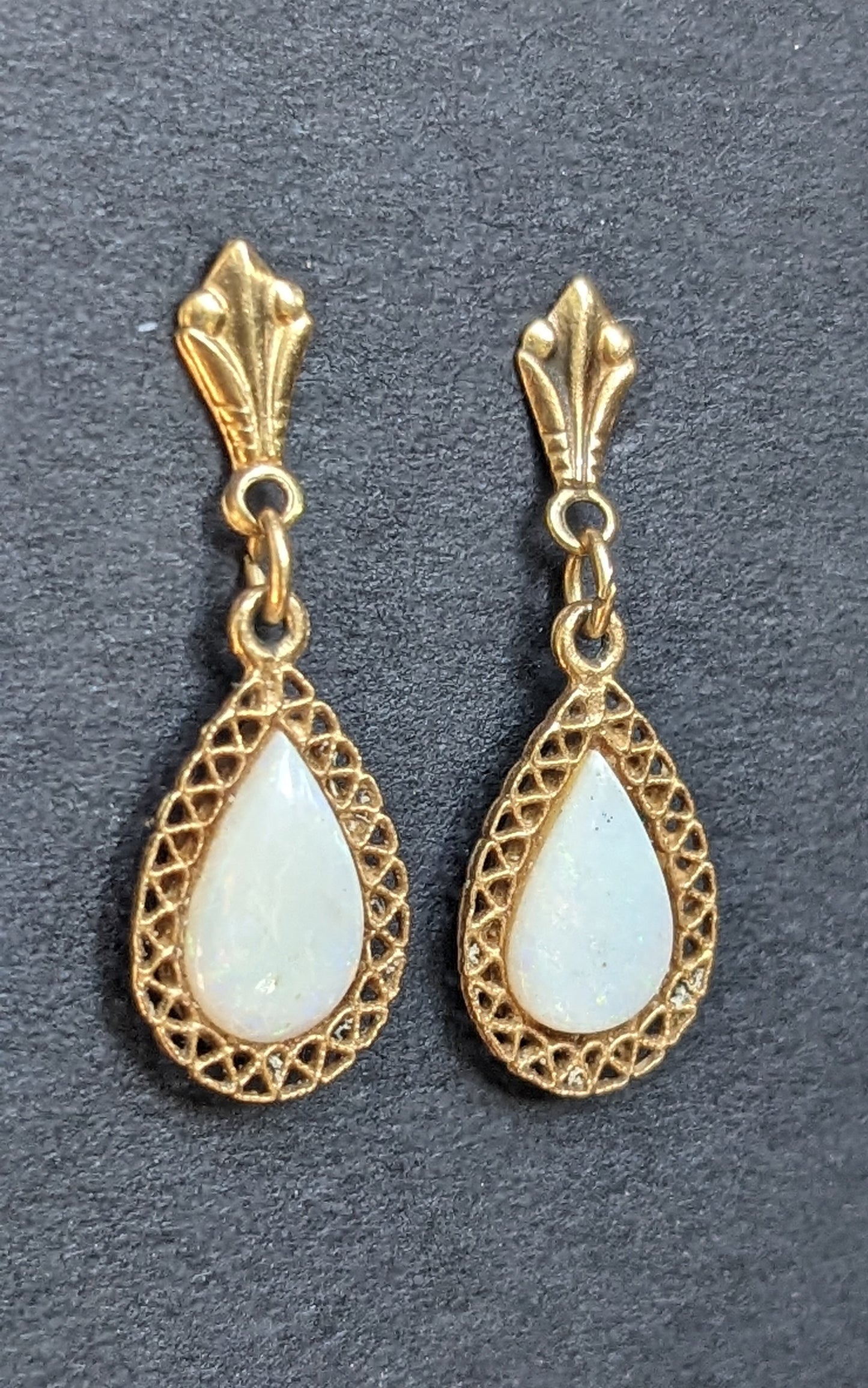 Opal wirework 14kdrop earrings