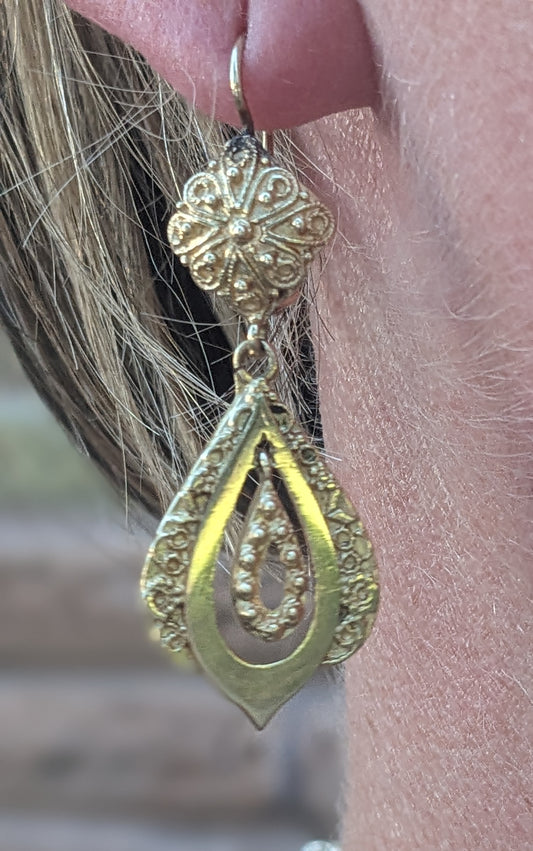 14k Double Drop Vintage Earrings