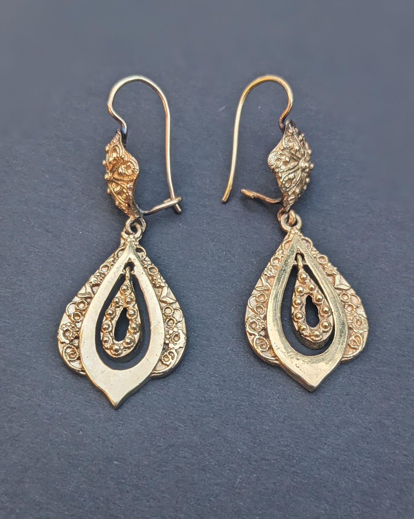 14k Double Drop Vintage Earrings