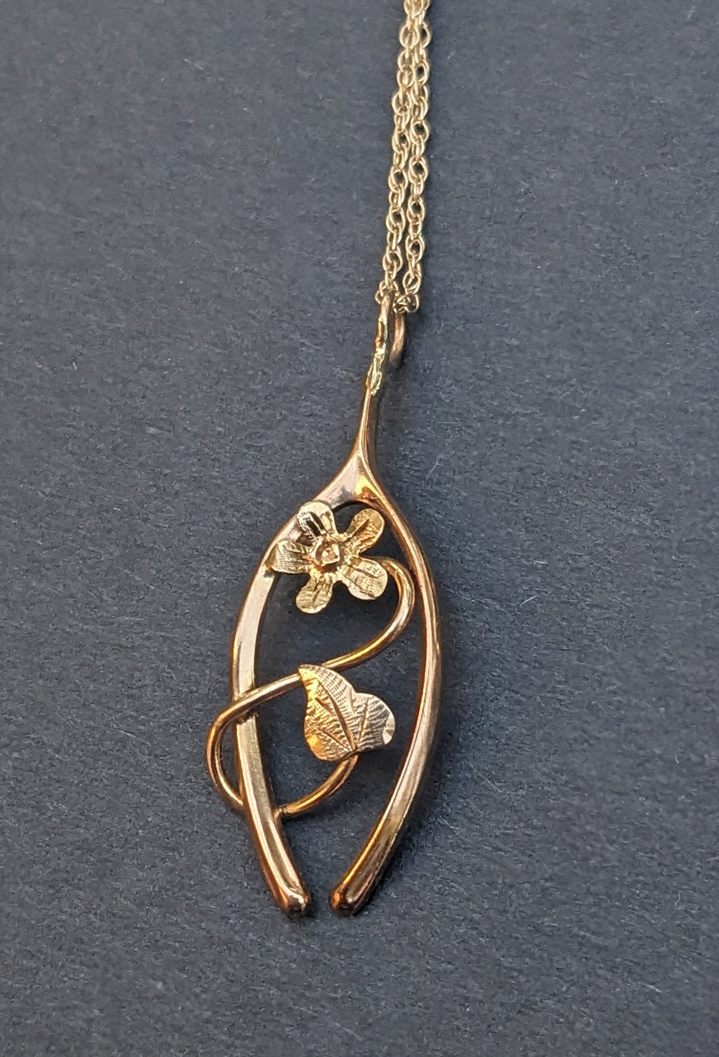 Depression era Wishbone and flower necklace