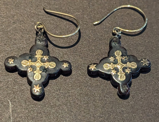 Plique gold Cross earrings