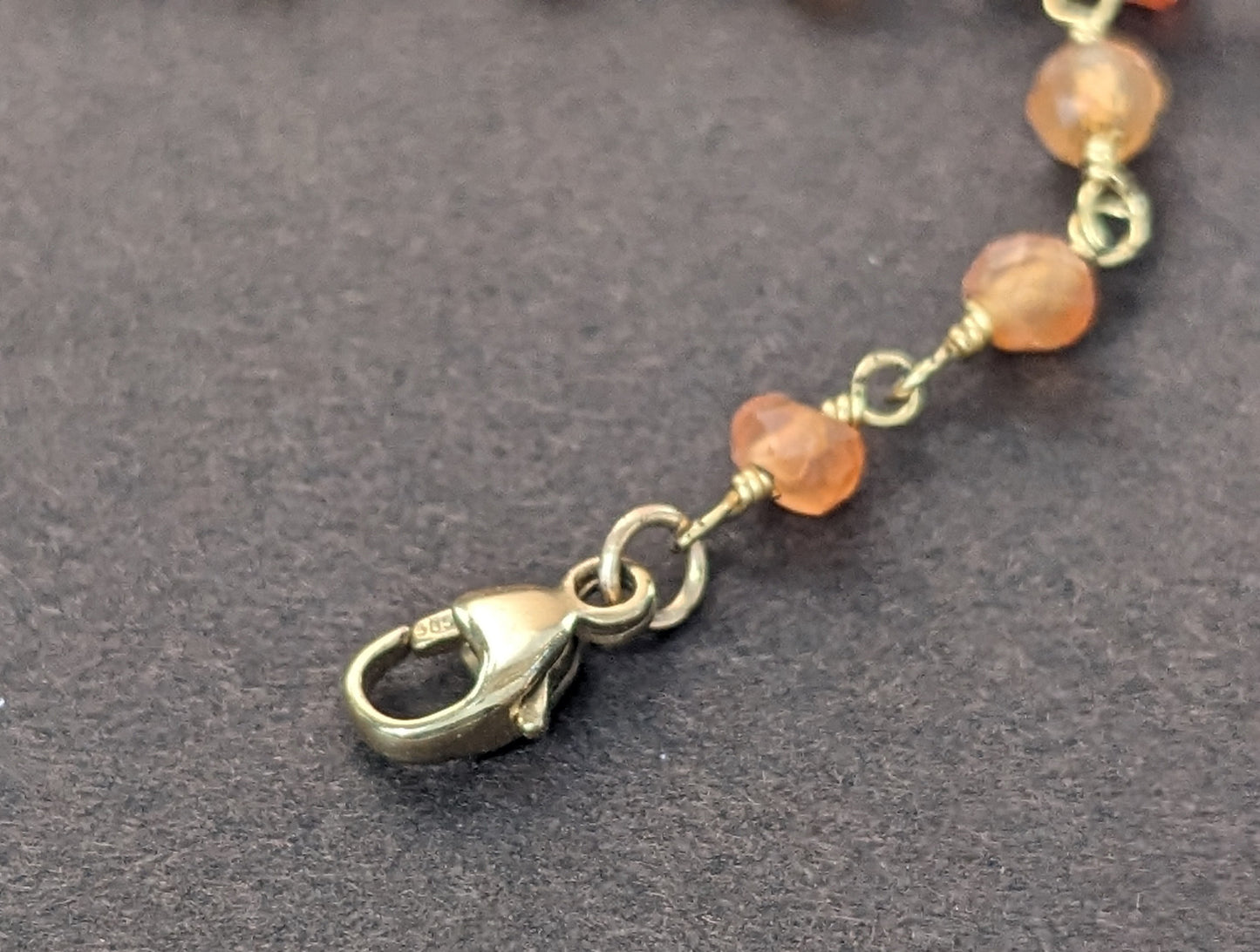 14k Gold 1939 Cross on Carnelian Chain