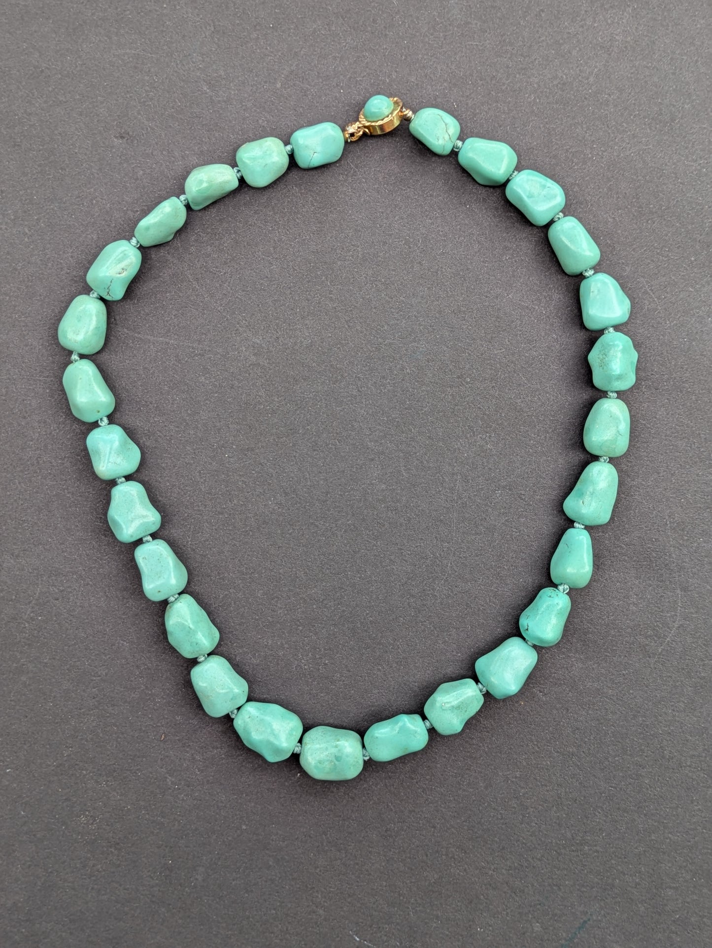 Turquoise Nugget Necklace with 14k Clasp