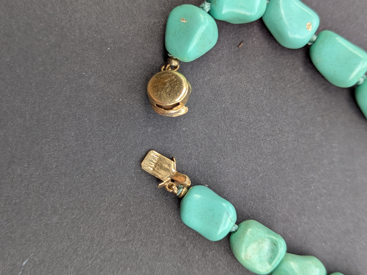 Turquoise Nugget Necklace with 14k Clasp