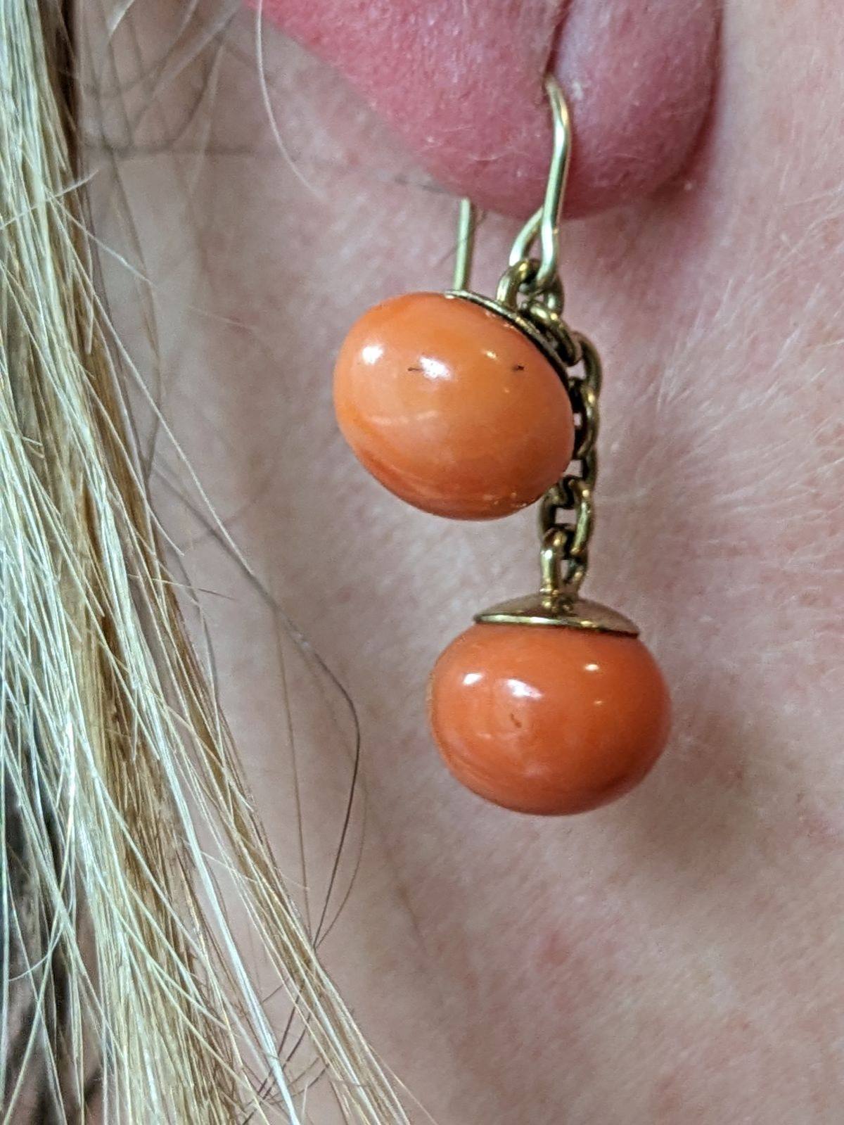 14k Natural Coral Earrings