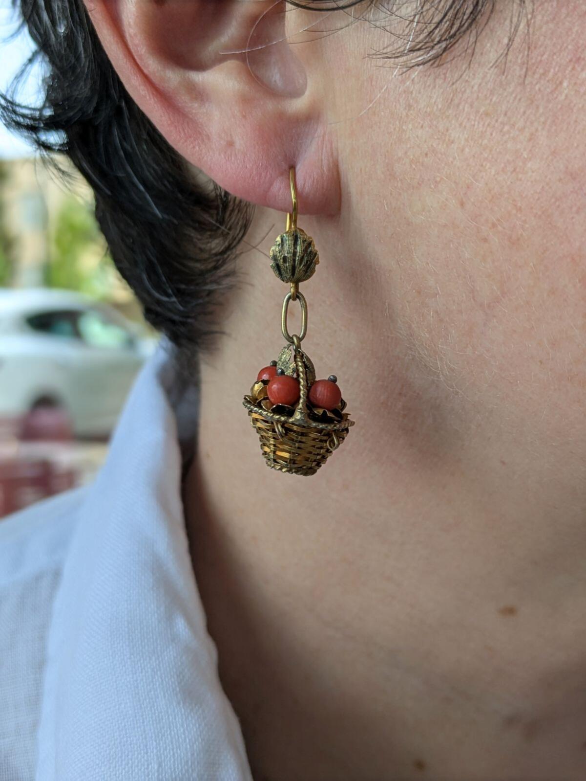 10k & 12k Coral Basket Earrings