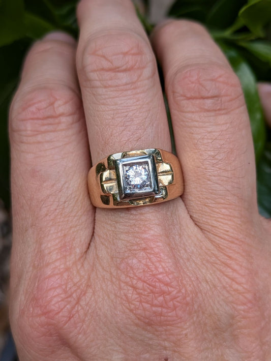 14k 1950s Transitional Cut Diamond Ring