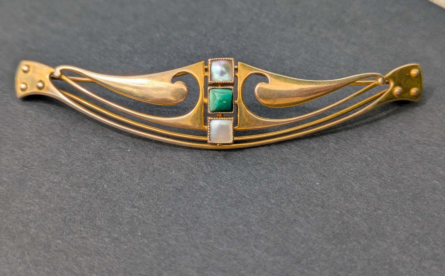 9k Arts & Craft Era Hair Barrette