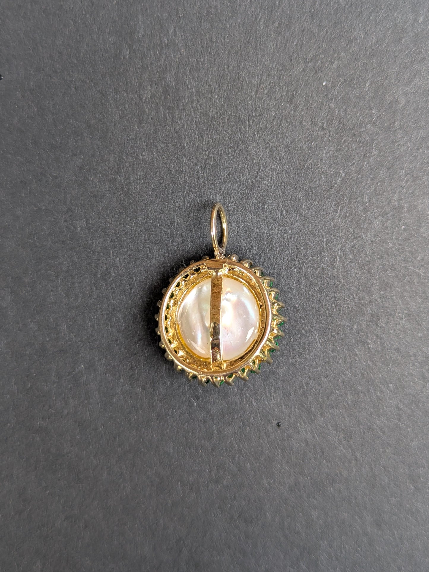 14k Pearl and Emerald Pendant