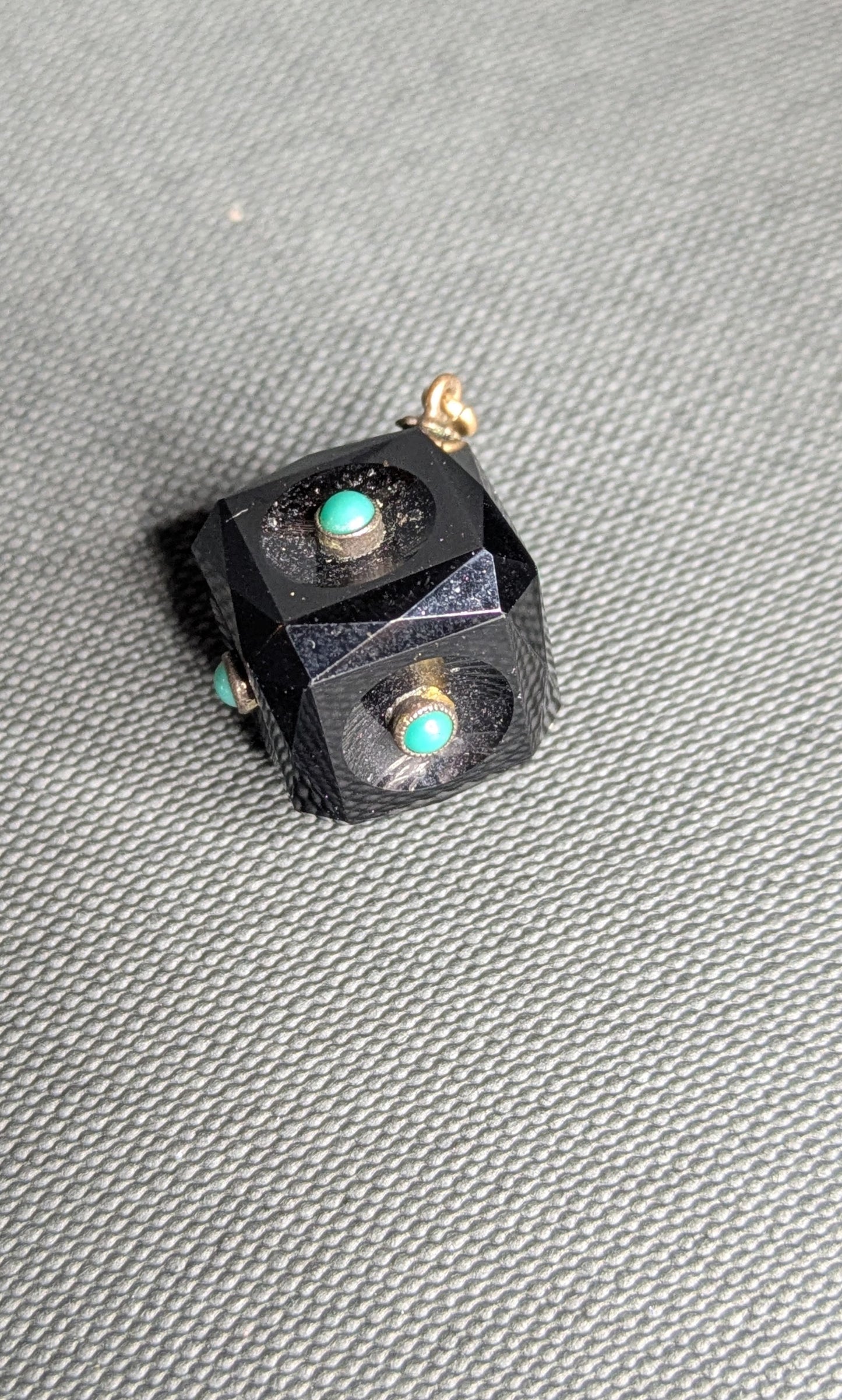 Onyx and Turquoise Cube Charm