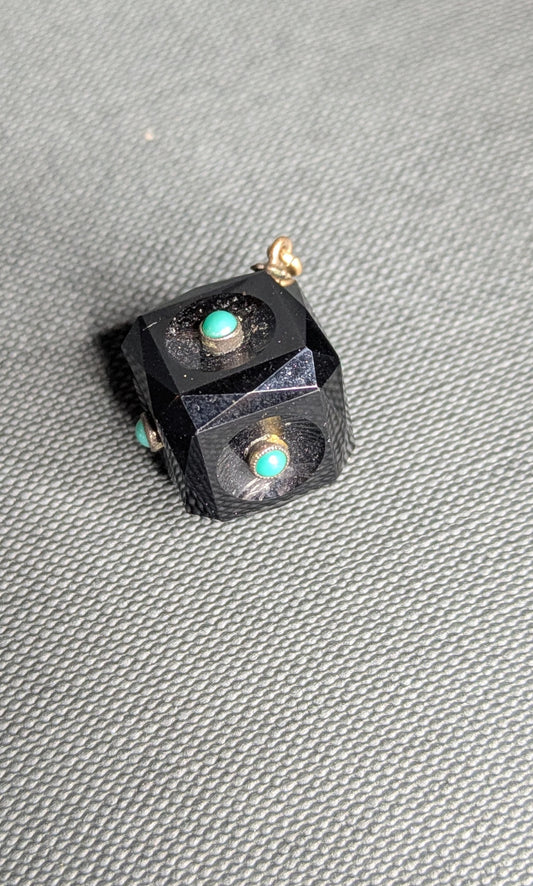 Onyx and Turquoise Cube Charm