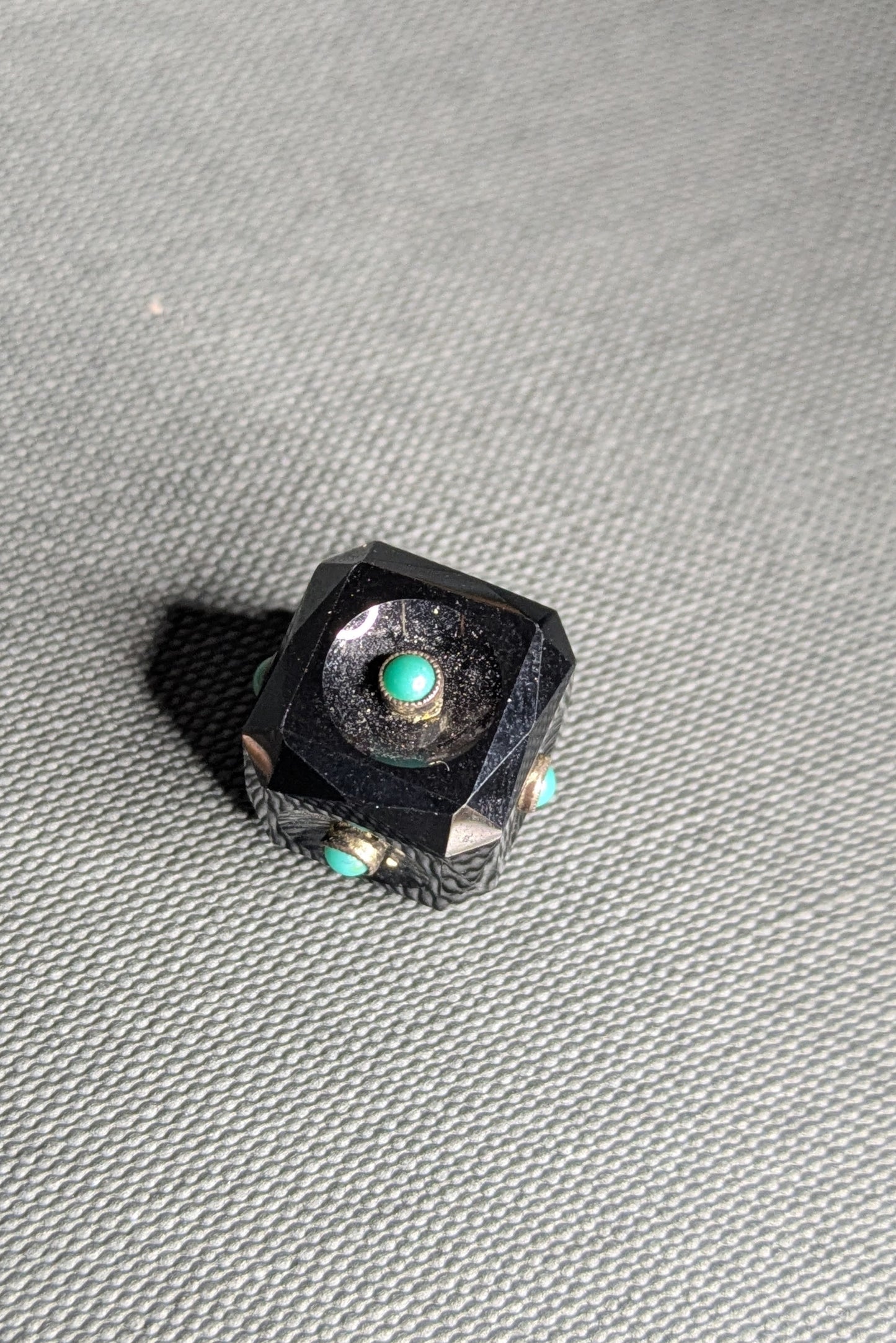 Onyx and Turquoise Cube Charm