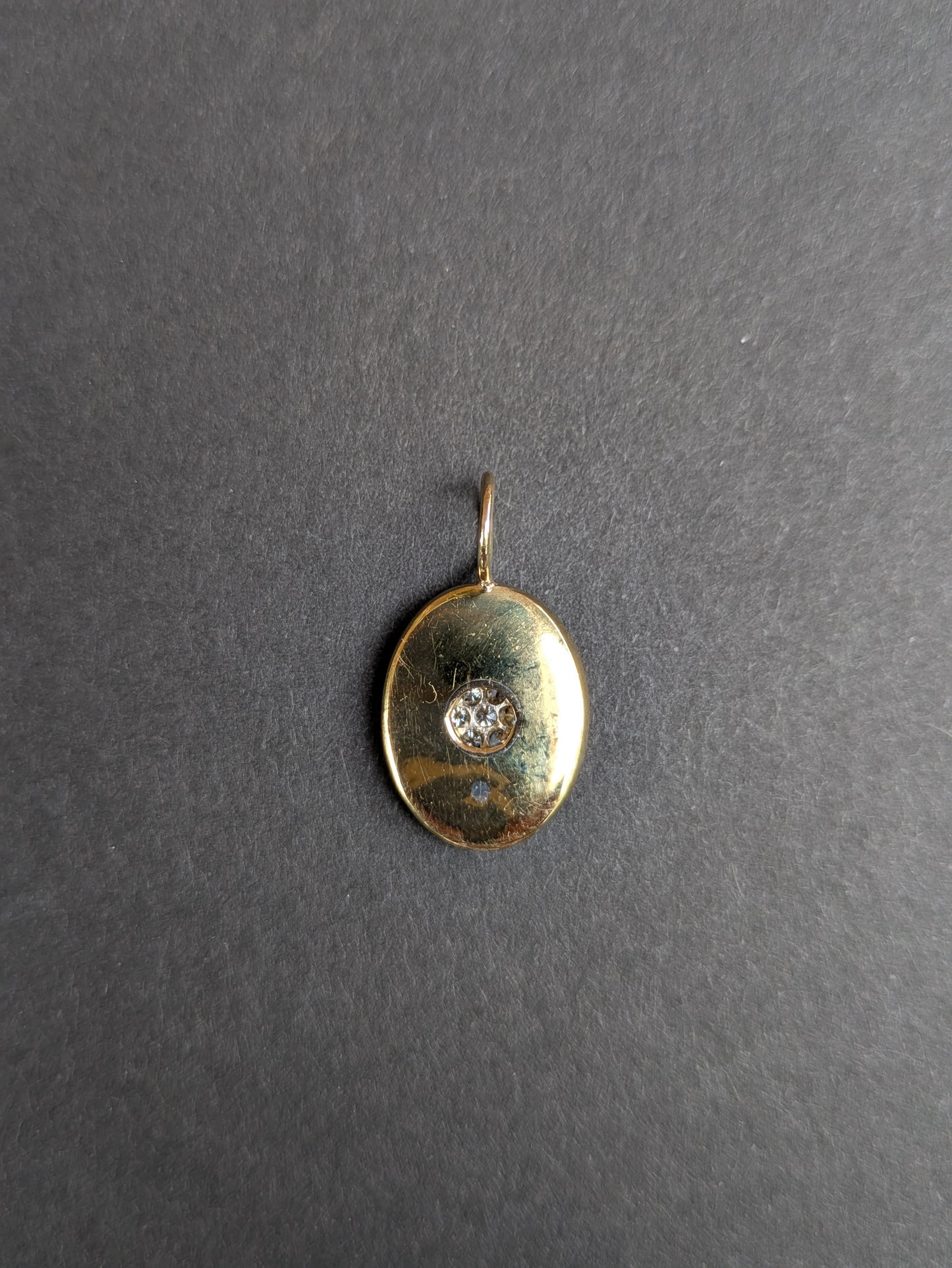 18k Brown Enamel and Diamond Cluster Pendant