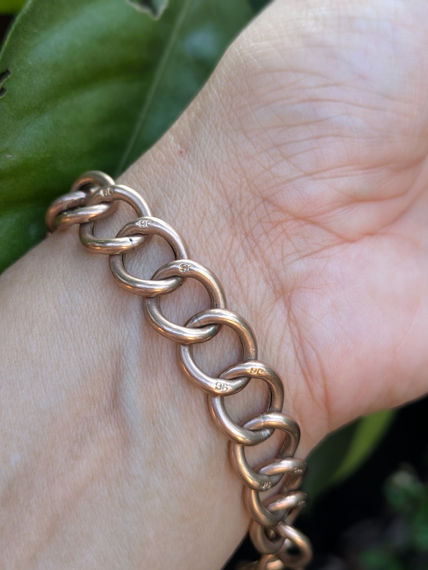 Wide Open 9k Curb Bracelet with Heart Locket