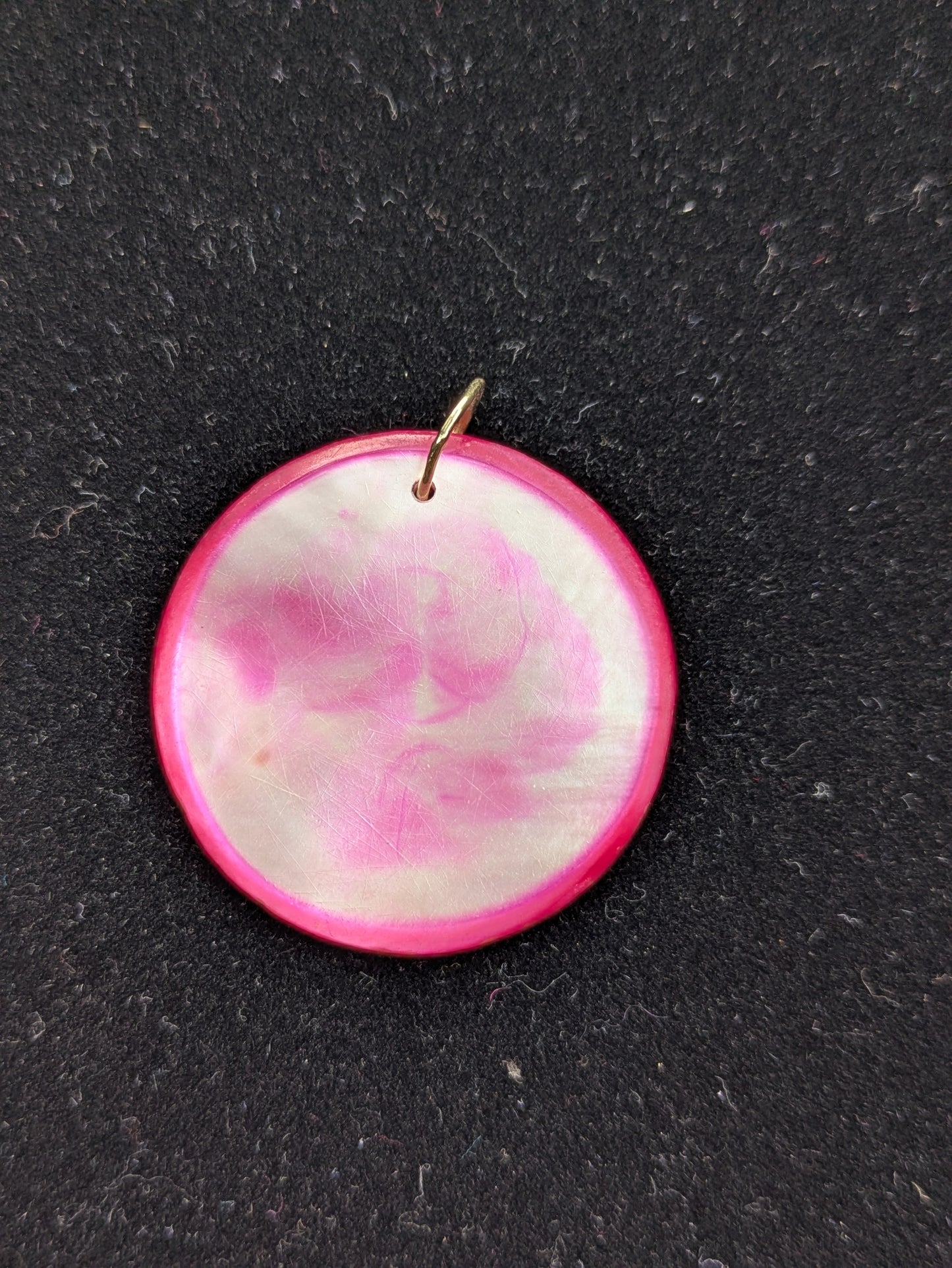 Round Hot Pink Mother of Pearl Poker Chip with Pink Engraving "5"