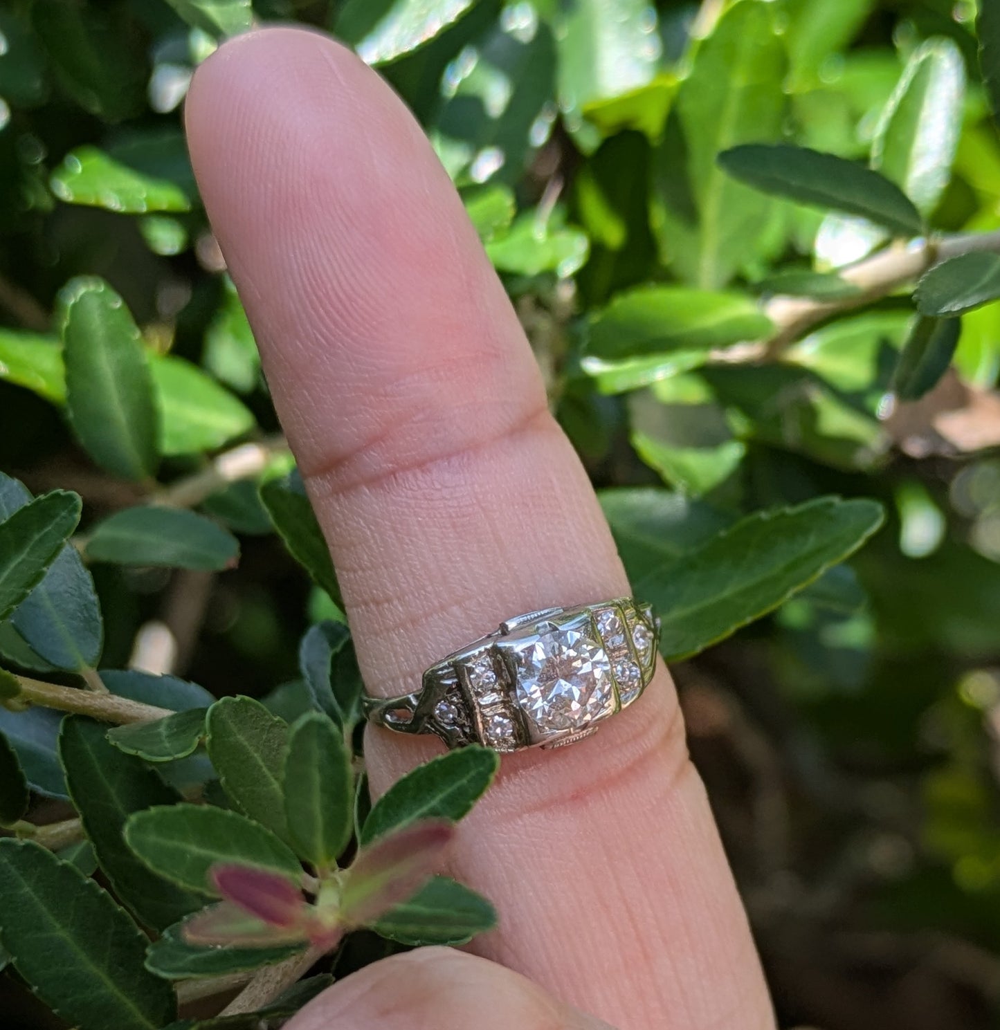 1930's 14kt White Gold Diamond Ring