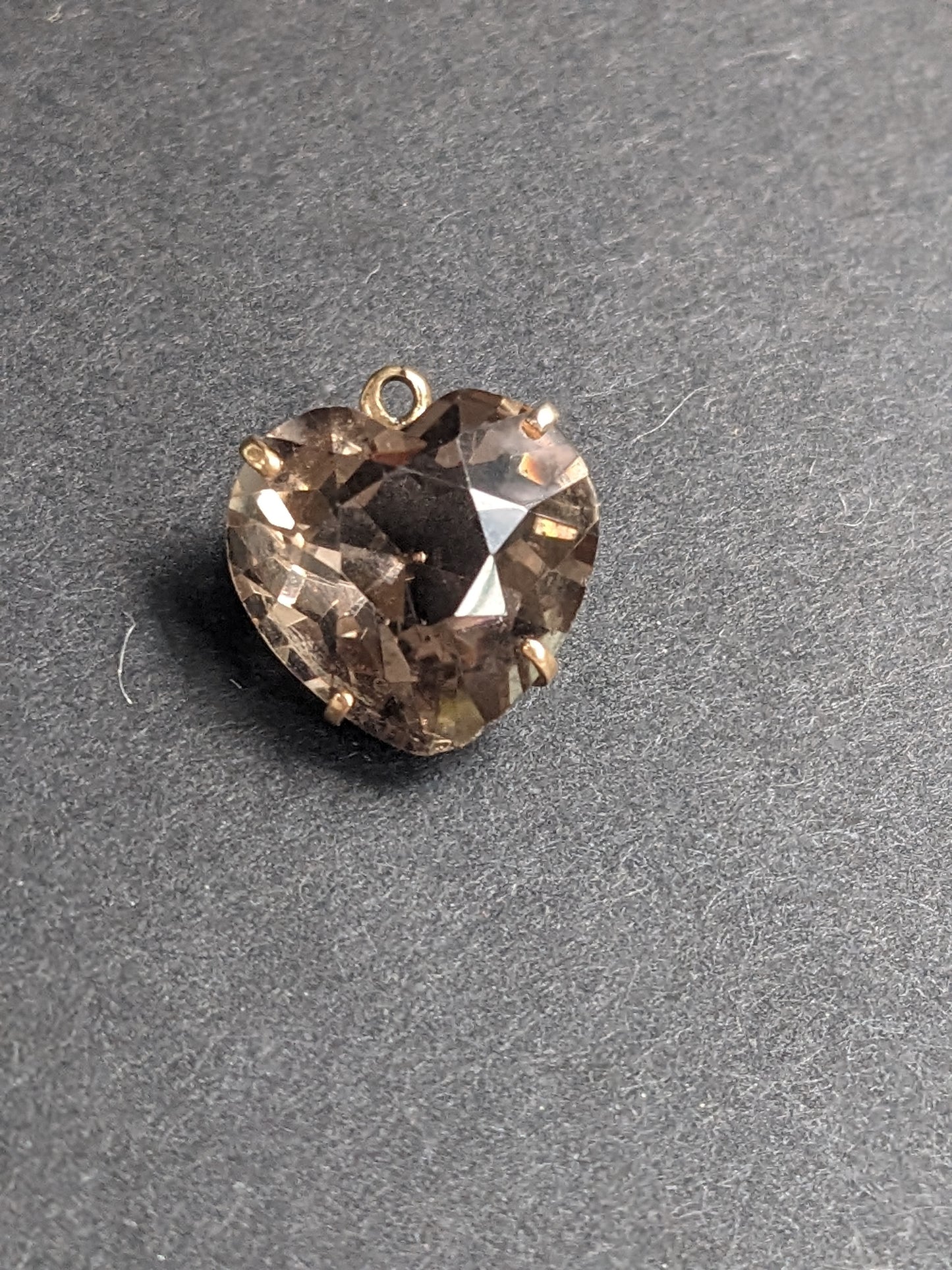 14k Smoky Quartz Heart Charm