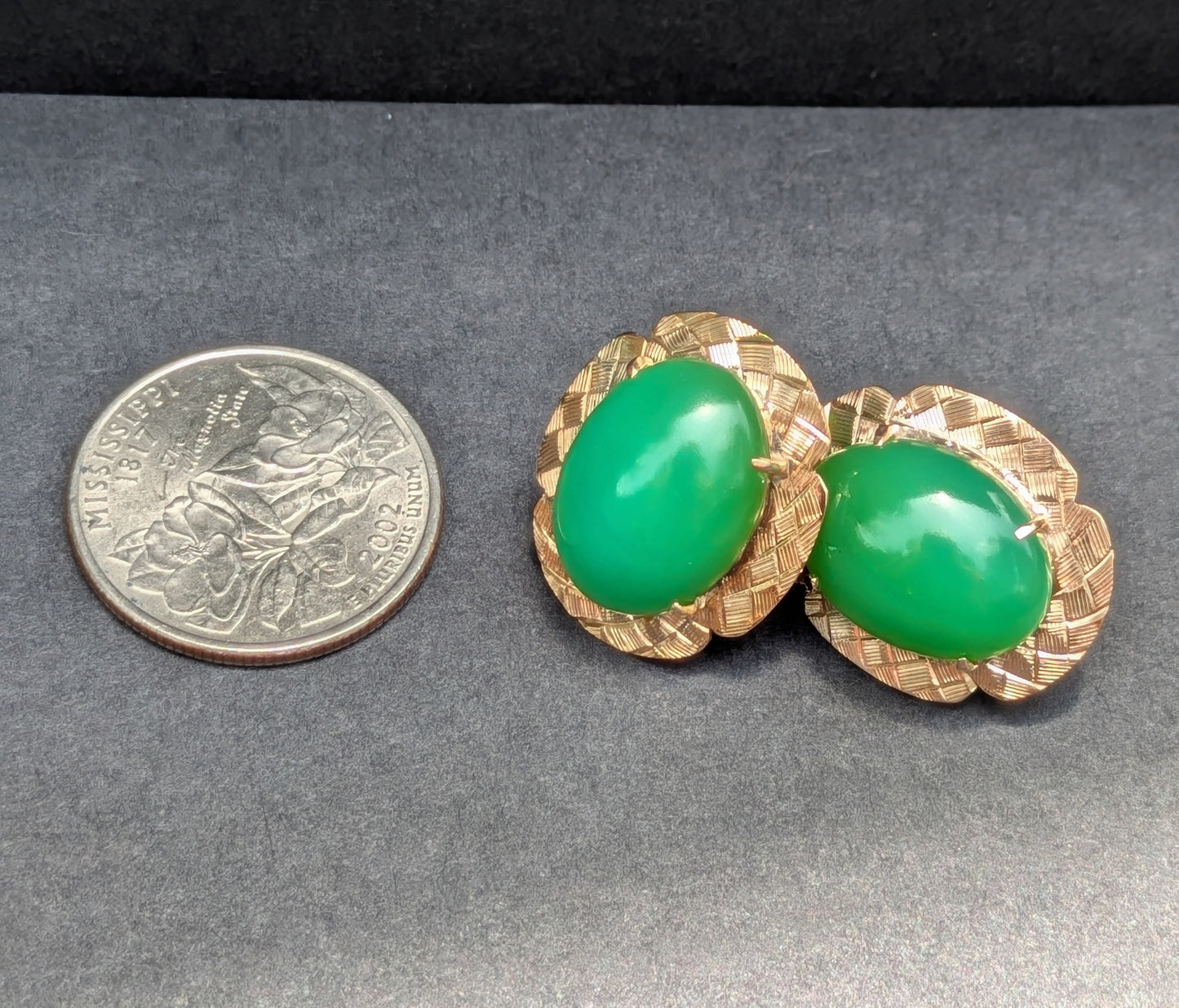 Vintage Aventurine 14kt Earrings