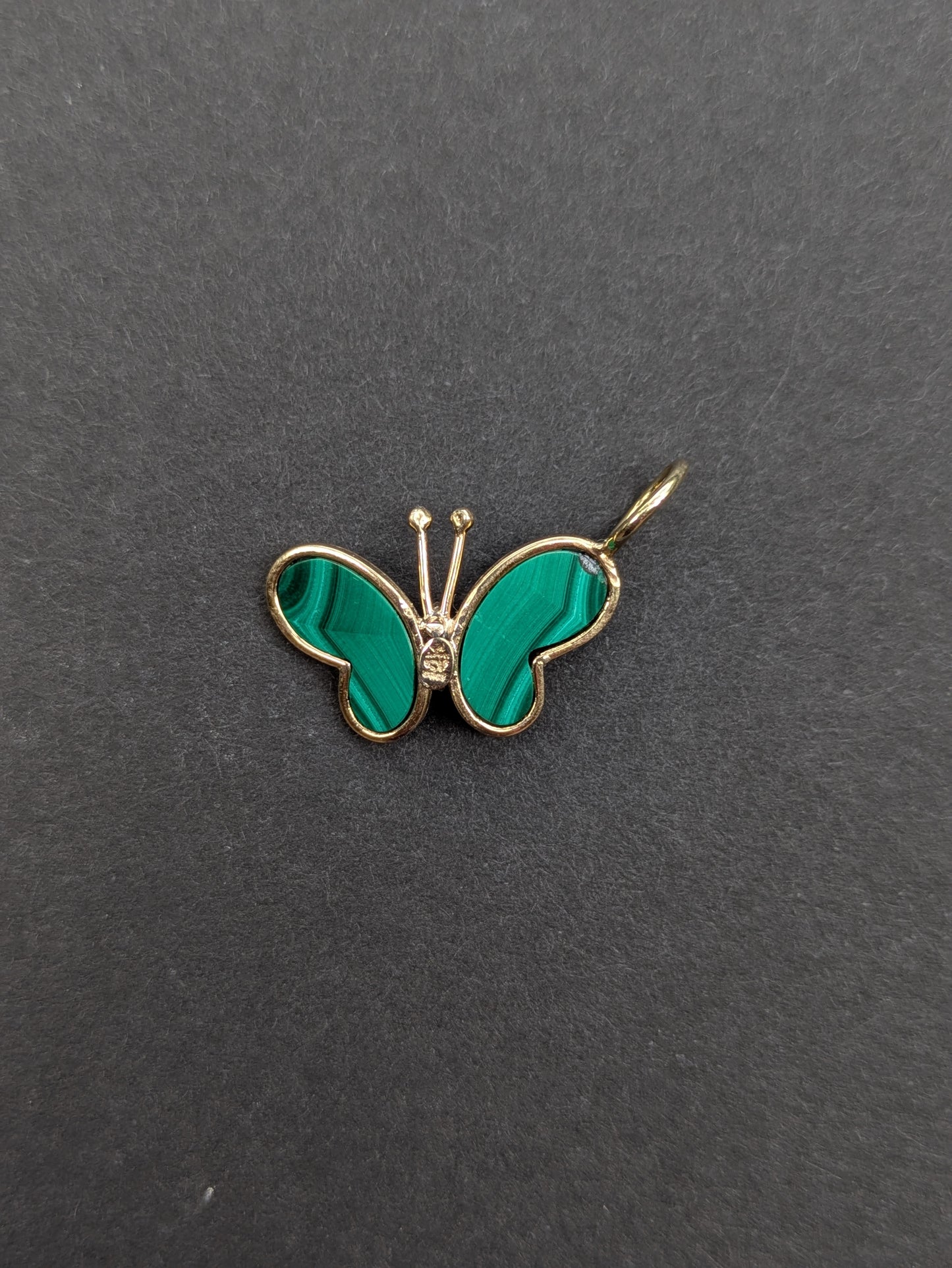 14kt Malachite and Diamond Butterfly Pendant