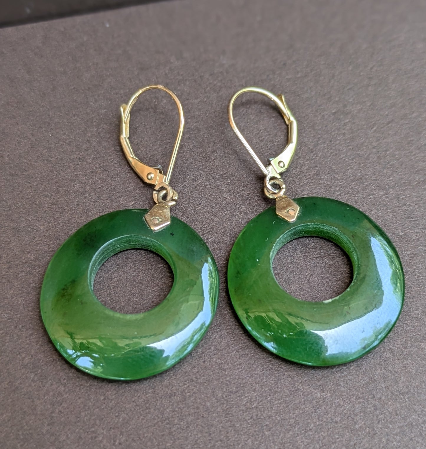 Spinach 14kt Jade Earrings