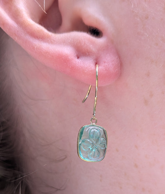 14kt Carved Emerald Earrings