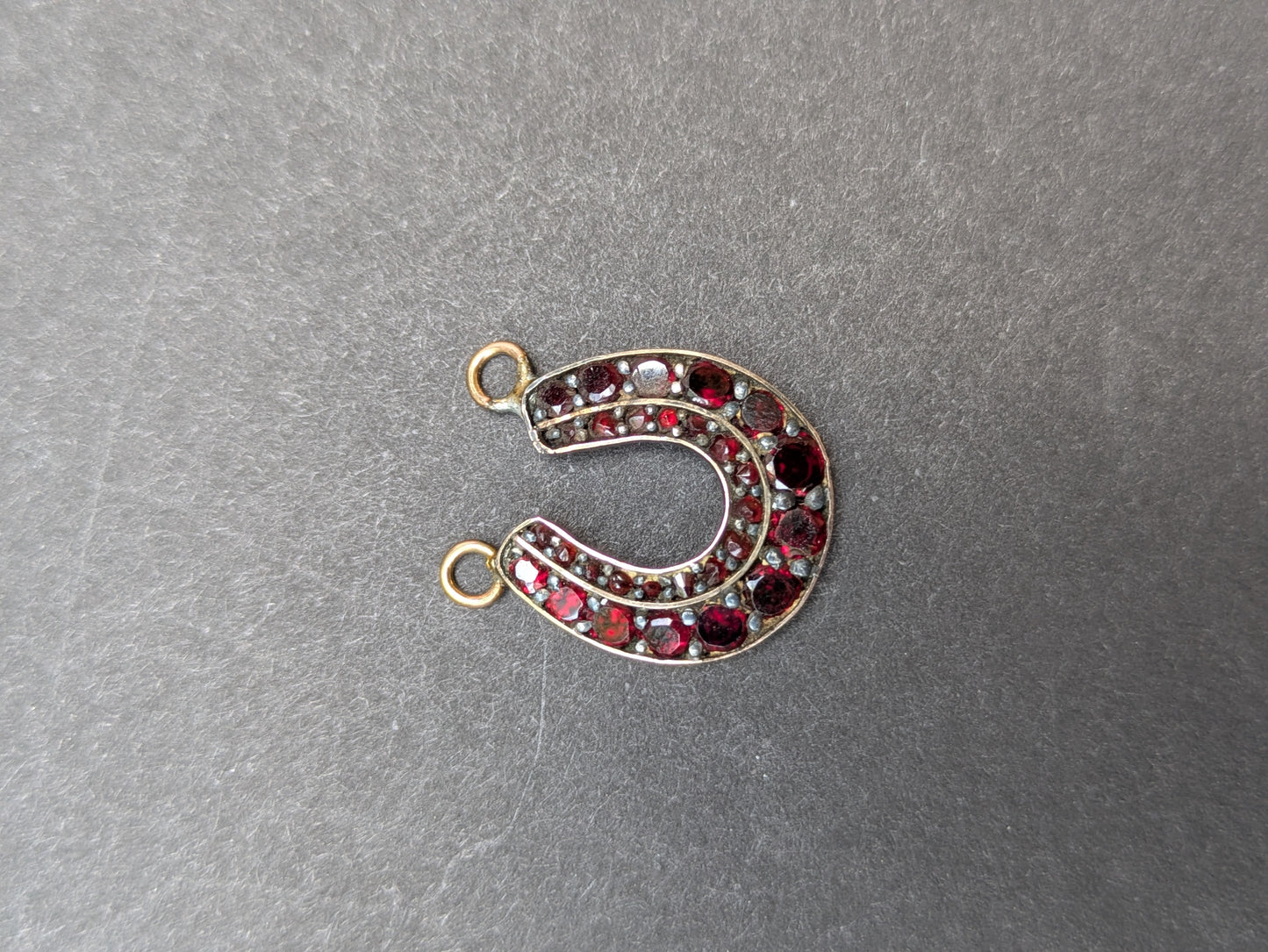 Bohemian Garnet Horseshoe Pendant
