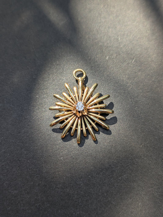 14kt Mine Cut Diamond Starburst Pendant