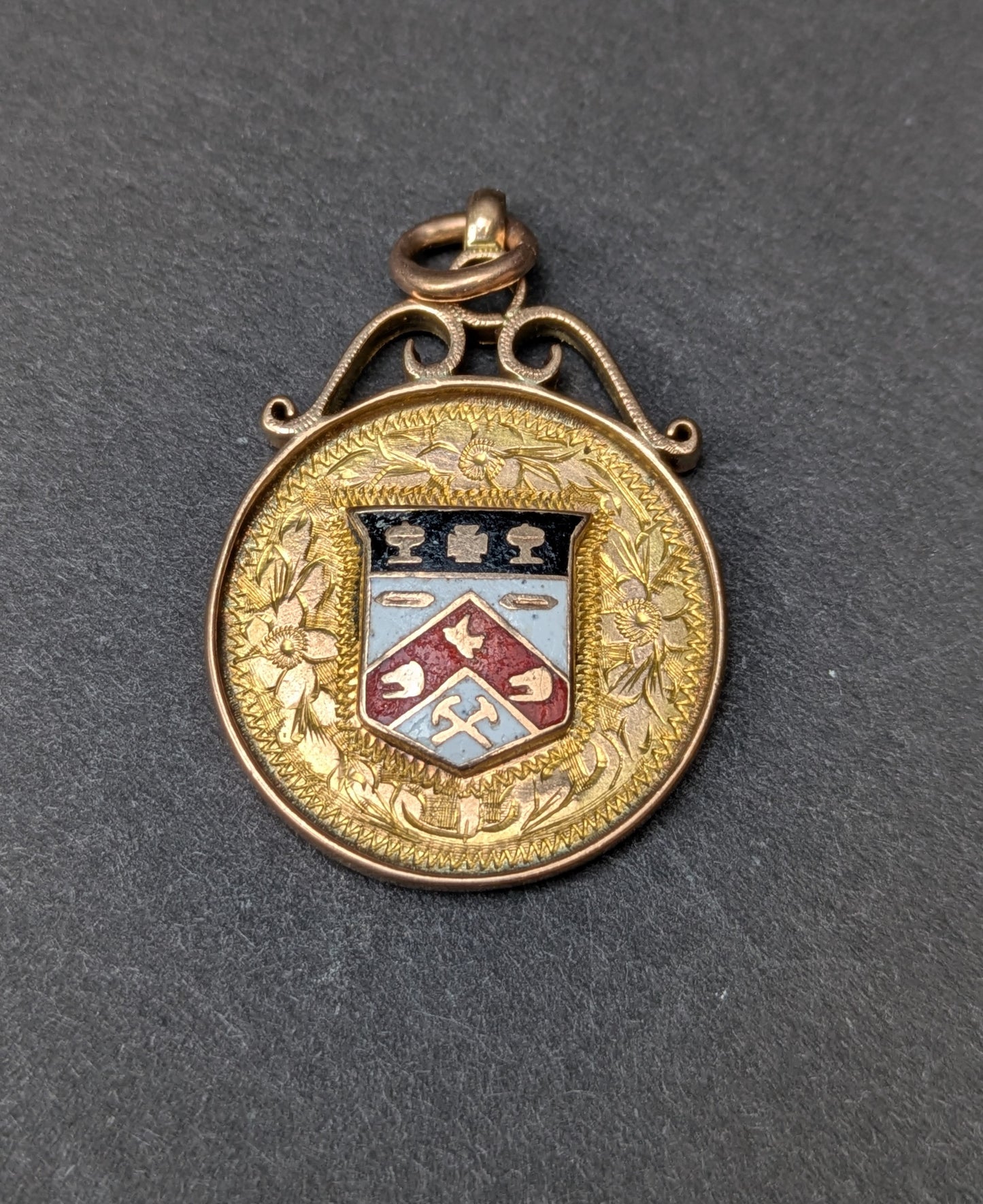 9k English Enamel Shield Fob