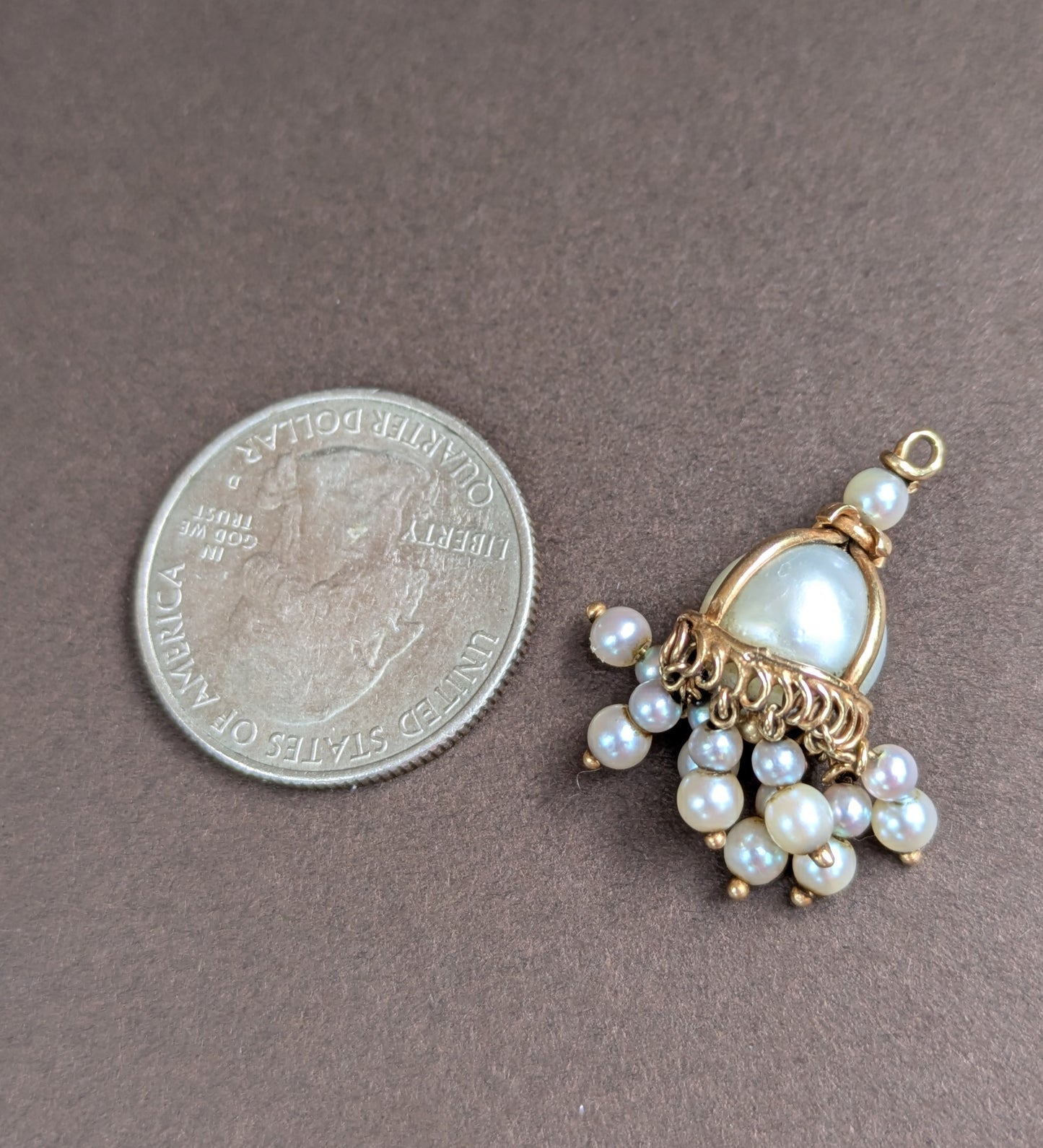 14kt Rose Gold & Pearl Tassel Pendant