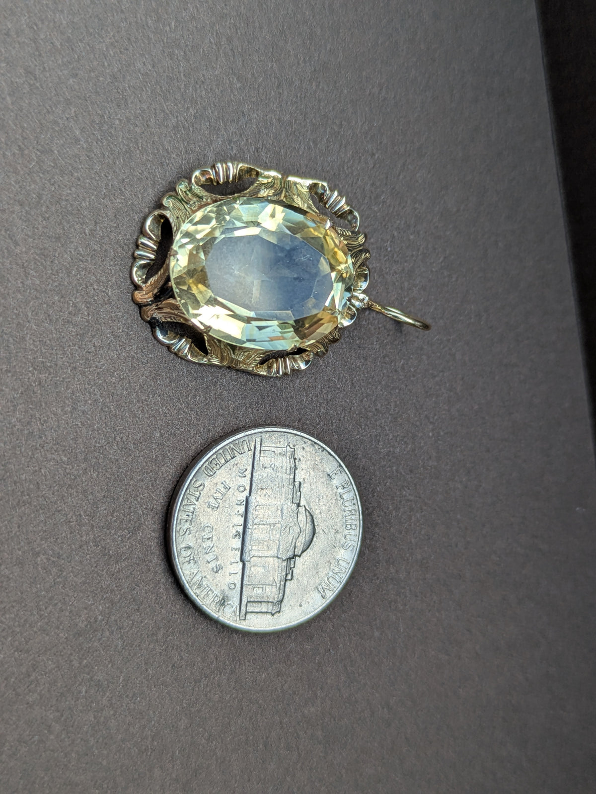 14kt Citrine Pendant In Victorian Mounting
